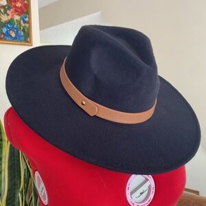 Black Felt Flat Brimmed Hat